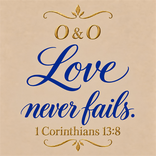 O and O, Love never fails, 1 Corinthians 13:8